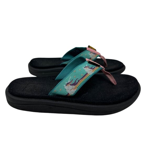 Teva Voya Unicorn Print Flip Flops Comfortable Casual Sandals Girls Size 13 - Picture 1 of 12